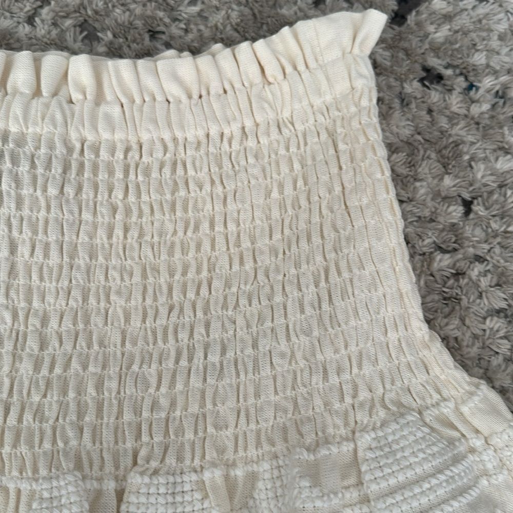 Zara Ecru Linen Blend Short Skirt Size M XL NWT Smocked Waist Summer Mini Skirt - Picture 14 of 15